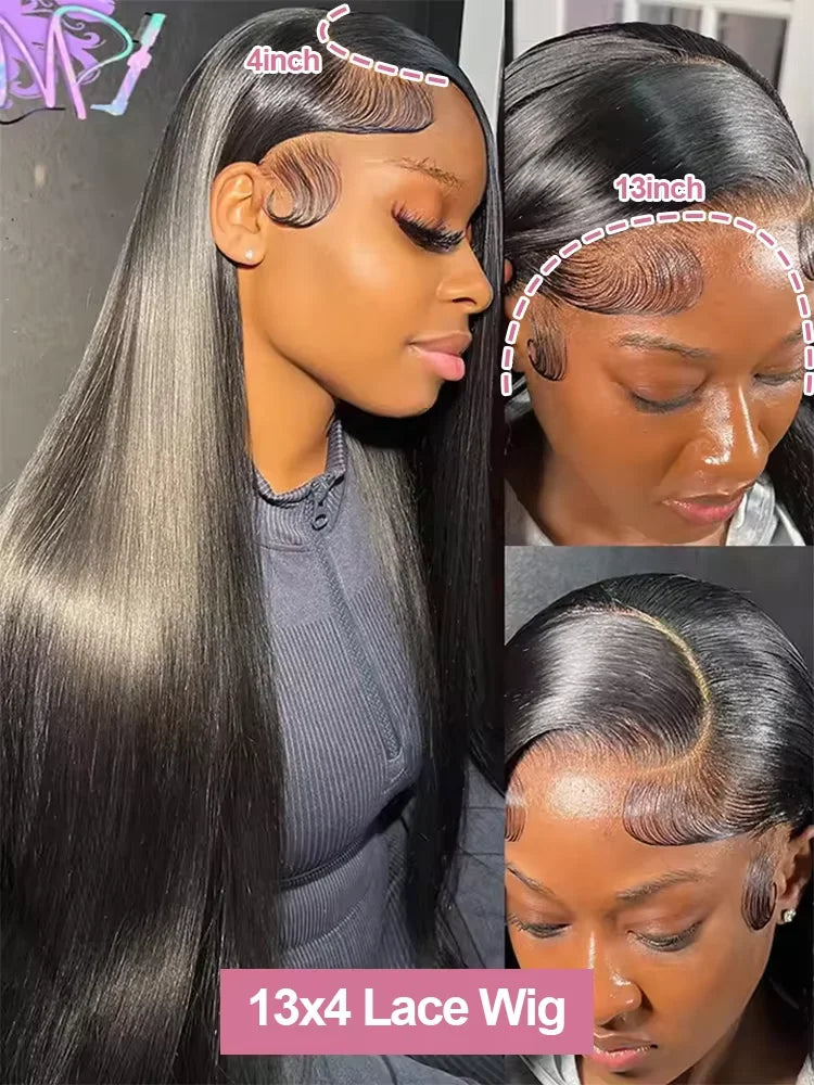 Raw 200% Density 32 34 inch 13x6 HD Lace Front Wigs Indian Human Hair Bone Straight 13x4 Frontal Wigs Women Glueless Closure Wig