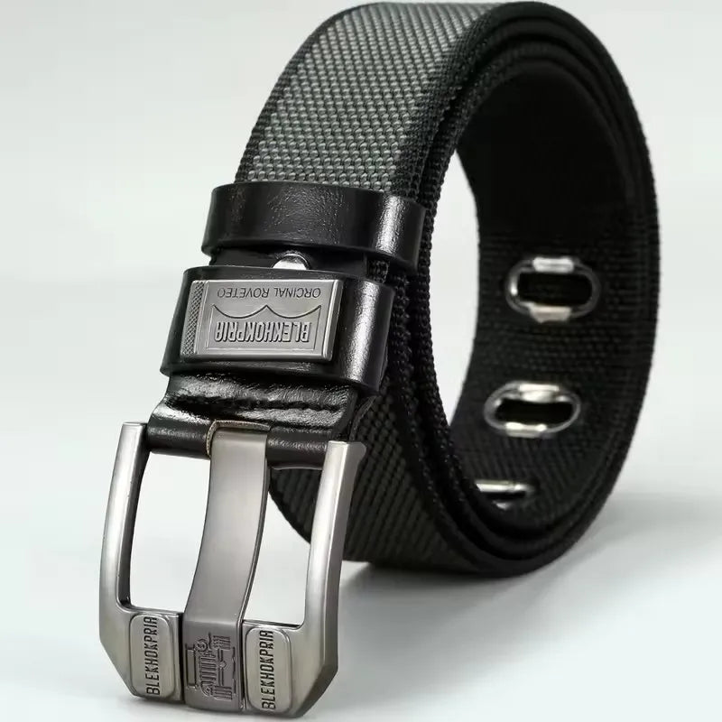 New Fashion Men's Pin Buckle Youth Overalls Canvas Waistband Belt Casual Retro Decorative Belt Fashion High-Quality Webbing Belt