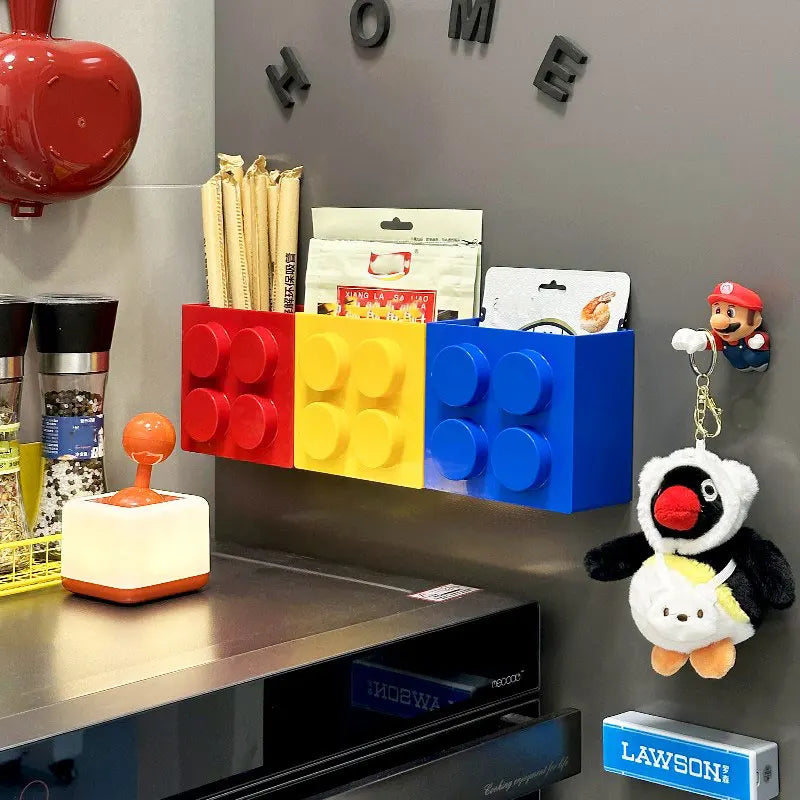 Magnetic wall-mounted narrow-edge kitchen straw, cling film storage box, refrigerator side storage rack 2030