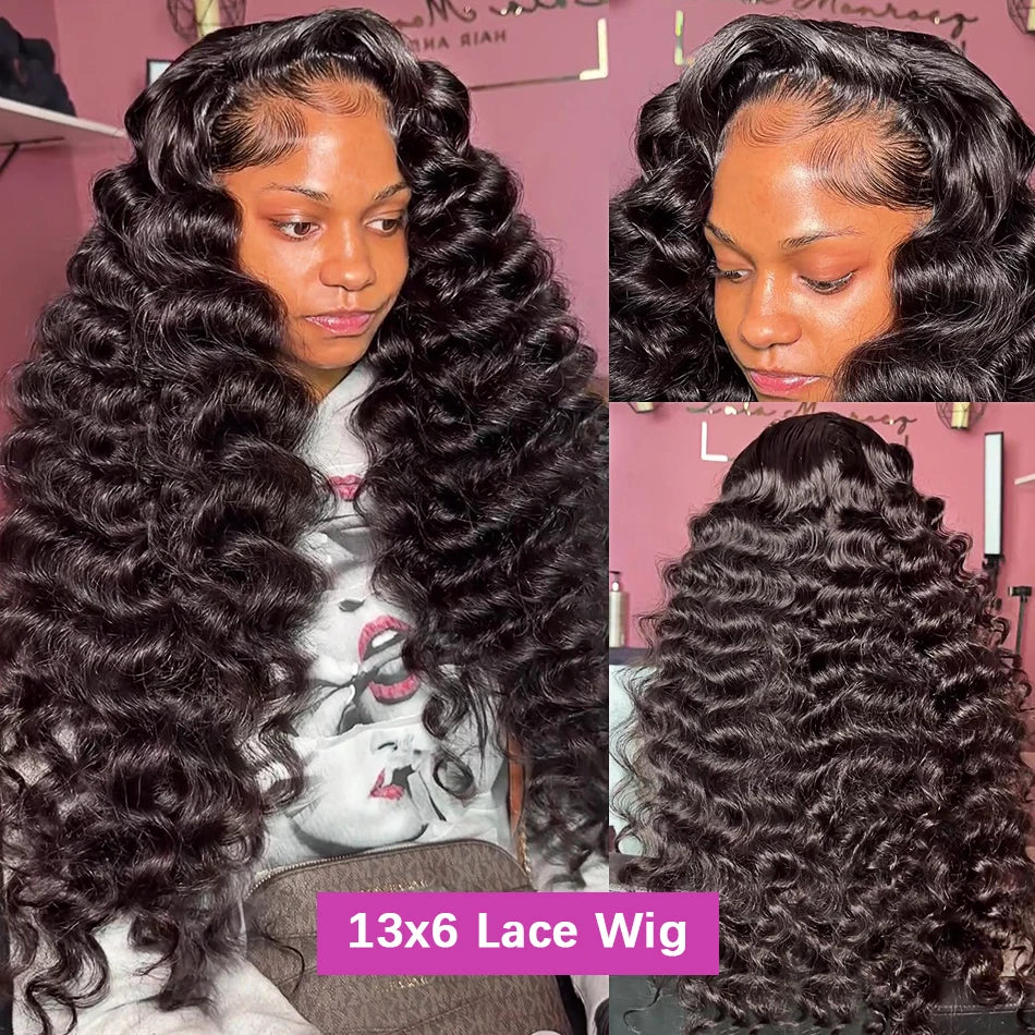250 Density Loose Deep Wave Human Hair Wig 30 Inch HD 13x6 Lace Frontal Wig 13x4 Water Wave Curly Lace Front Wigs Preplucked